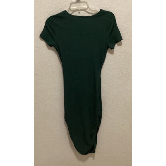 Green Twist-Front Bodycon Dress With Short Sleeves Size S - Picture 4 of 5
